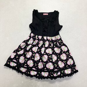 ●ANGELIC PRETTY アンジェリック プリティ ドレス ワンピース パニエ付 イチゴ柄 リボン ロリータ ブラック/ピンク レディース 0.83kg●