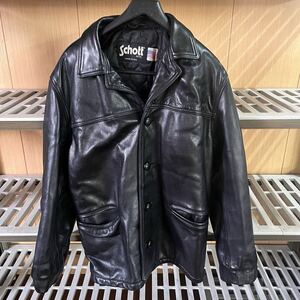 ★1円スタート Schott レザージャケット カーコート ショット ブラック 革ジャン アウター USA 古着 人気 Size 42