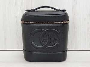 CHANEL ココマーク キャビアスキン バニティバッグ 化粧ポーチ コスメポーチ 757※※※※ 黒 ブラック シャネル バッグ ギャランティカード