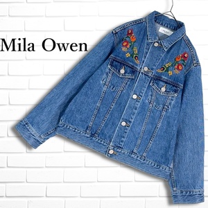 ◆美品◆ Mila Owen ミラオーウェン フラワー 刺繍 Gジャン デニム ジャケット レディース 1 ◆送料無料◆ 3104L