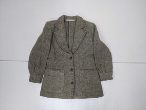 14. 80s コムデギャルソン COMME des GARCONS AD表記無し ヴィンテージ ウール テーラード ジャケット レディースML相当 ベージュ系y902