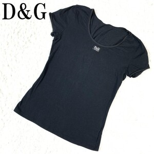 D&G ディーアンドジー 半袖Tシャツ ブラックDOLCE&GABBANA ドルチェアンドガッバーナ USA-34 B7931