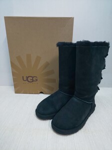 ☆ UGG W BAILEY BOW TALL 1007308 W/BLK 22cm☆ ムートンブーツ ブラック リボン