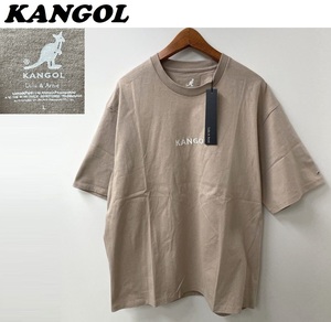 未使用 /L/ KANGOL ベージュ 半袖Tシャツ ブランドロゴ刺繍メンズ レディース カジュアル タグ アウトドア キャンプ ストリート カンゴール