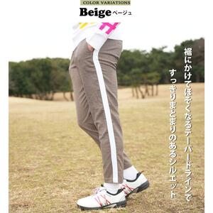 メンズ サイドライン チェック パンツ ベージュ/79(M) 伸縮 ストレッチ ラインパンツ ゴルフ GOLF トラウザー スポーティ