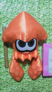 Splatoon スプラトゥーン ダイカットクッション ぬいぐるみ オレンジ 橙 50cm イカ サテン生地 タグなし 中古　残2