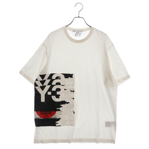 Y-3 ワイスリー 20AW M CH1 GFX SS TEE ロゴプリント アートグラフィック 半袖Tシャツ カットソー ホワイト GK4389