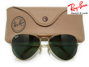 美品Vintage B&L RayBan METAL USA製G15ボシュロムBLメタルGoldゴールド ティアドロップ ミリタリ アメリカ金パイロット グラス サングラス