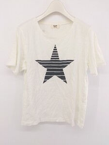 ◇ BEAMS HEART プリント スター 星柄 半袖 Tシャツ カットソー ホワイト系 ブラック レディース P