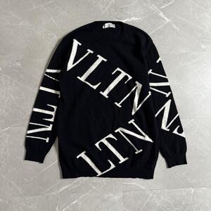 現行　VALENTINO　ヴァレンティノ　ニット　セーター　VLTN Mサイズ　ジャガードロゴ　ブラック　