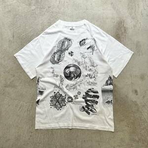 エッシャー VTG 90年代 M.C. Escher グラフィックTシャツ オプティカルイリュージョンアート Tee 1991 サイズ L