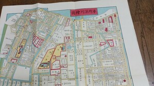 本所深川絵図　古地図　 地形図　地図　資料　59×77cm　　復刻　文久3年（1863年）　発行　　B2404