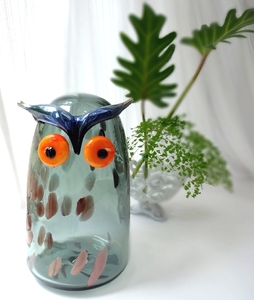 希少◆フィンランド製 iittala / Birds Long eared owl イッタラ バード フクロウ トラフズク 親 ガラス オブジェ 新品 箱付き！