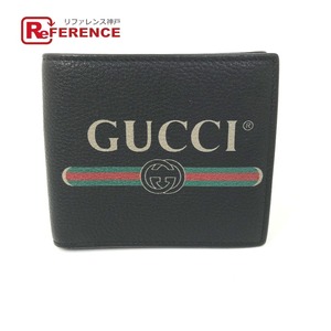 未使用 GUCCI グッチ 496316 ヴィンテージロゴ プリント コンパクトウォレット 2つ折り財布 ブラック メンズ【中古】