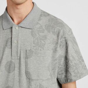 完売 未使用★UNIQLO and Engineered Garments /カノコプリント ポロシャツ 半袖 L Gray★オーバーサイズ ユニクロ エンジニアドガーメンツ