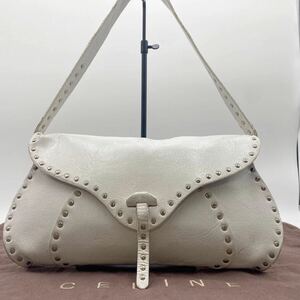 1円◎超高級◎希少色 CELINE セリーヌ ハンドバッグ アクセサリーポーチ ショルダー トリオンフ スタッズ ポールボット レザー 本革 肩掛け