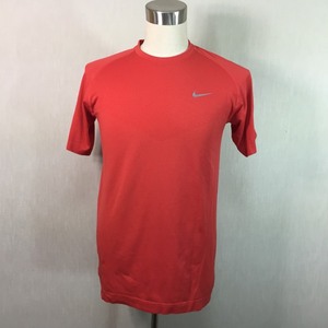 B576▼NIKE◆朱色無地 DRI-FIT 半袖サッカーシャツ◆M