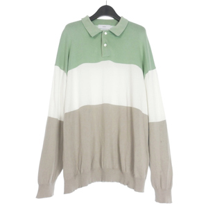 グラフペーパー Graphpaper 22SS Suvin Tricolor Oversized L/S Polo ニットポロシャツ 長袖 F マルチカラー GM221-80128 メンズ