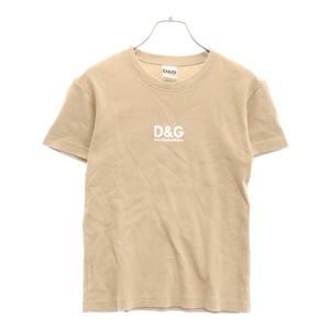 D&G ディーアンドジー ロゴプリント半袖Tシャツ ベージュ レディース