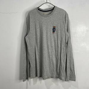 ☆送料無料☆Ralph Lauren☆ポロベア☆ワンポイントロンT☆グレー☆メンズM☆星条旗☆B23