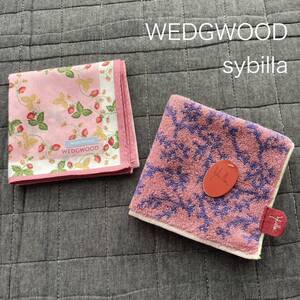 新品 WEDGWOOD ウェッジウッド sybilla シビラ ハンカチ タオルハンカチ いちご 2枚セット