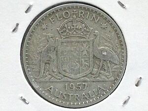 ◆オーストラリア◆1フローリン(FLORIN)銀貨■1957年/Australia 1957 FLORIN ElizabethⅡ silver coin