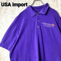 企業ロゴ オーバーサイズ ポロシャツ パープル XL アメリカ古着US古着