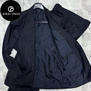 最高級【特大サイズ！XXXL】GIORGIO ARMANI ジョルジオアルマーニ スーツ セットアップ 黒タグ イタリア製 3XL メンズ 上質ウール 定価50万