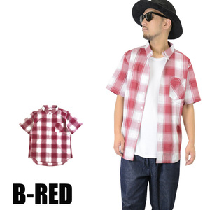 半袖シャツ スーパーオックスシャツ 無地 半袖 ビッグシルエット 14383オーバーサイズ 新品 B-RED L