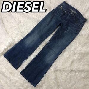 DIESEL ディーゼル レディース 女性 デニムパンツ ジーンズ Gパン ズボン フレア ブーツカット ベルボトム イタリア製 ブルー W25