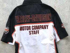 HARLEY DAVIDSON メカニックシャツ S ハーレーダビッドソン バイク ライダース ジャケット メンズ 刺繍 ワッペン 半袖 Tシャツ