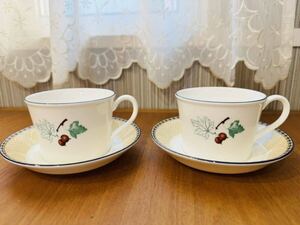 【美品】WEDGWOOD ウェッジウッド FRUIT SYMPHONY フルーツシンフォニー カップ&ソーサー C/S C&S 2客セット ペア 