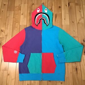 Crazy color シャーク パーカー Lサイズ shark full zip hoodie a bathing ape bape クレイジー エイプ ベイプ アベイシングエイプ e63