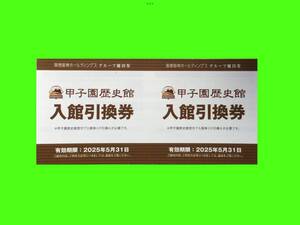 【即決】★甲子園歴史館 入館引換券(2025/5/31まで) 2名分+阪神甲子園球場内グッズショップ10％割引券(2025/11/30まで) 2枚（クーポン）