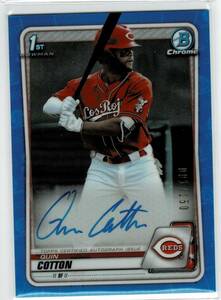 2020 Bowman Chrome Quin Cotton Auto Blue Refractor 1/150