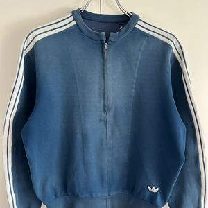 70s 80s adidas アディダス トラックジャケット ジャージ M程度 ハーフジップ トレフォイル デサント期 古着 ヴィンテージ