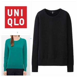 新品　ユニクロ UNIQLO カシミヤラウンドネックセーター　クルーネック　ニット　セーター　カシミヤ100％ 黒 Sトップス　141121