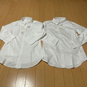 新品未使用　UNIQLO ユニクロ　レディースMサイズ ストレッチブロードシャツ長袖7分袖まとめ売り2枚セット