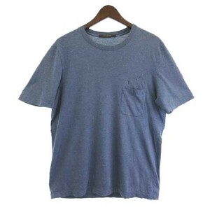 ルイヴィトン LOUIS VUITTON Tシャツ カットソー モノグラム 半袖 胸ポケット ネイビー 紺 L M M JR10 JCP メンズ