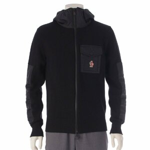 【モンクレール】Moncler　グルノーブル メンズ 22年 スタンドカラー フード ニット パーカー ブラック M 【中古】【正規品保証】204891