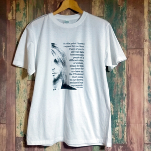 送込　Kurt Cobain　メッセージ　カートコバーン　半袖Tシャツ 白　Lサイズ