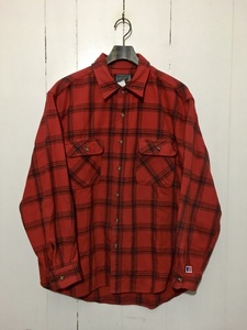 肉厚☆EDWIN 5007-40 ヘビーネルシャツ 長袖シャツ L 赤黒 レッド ブラック チェック OLD オールド ビッグシルエット