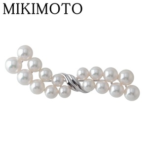 ミキモト パール ブローチ PB-1346U アコヤパール 5.5mm～7.7mm K18WG 新品仕上げ済 MIKIMOTO【19053】