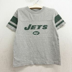 古着 半袖 ビンテージ フットボール Tシャツ キッズ ボーイズ 子供服 00s NFL ニューヨークジェッツ クルーネック グレー他 アメフト