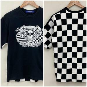 AD2002 JUNYA WATANABE MAN 市松模様 スカル Tシャツ 黒 ジュンヤワタナベマン コムデギャルソン チェッカー 半袖 Tee archive 3060302