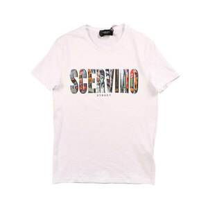 SCERVINO Street ロゴ Uネック半袖Tシャツ TSU015 ホワイト x マルチカラー XXL 26844wh【S26857】シェルヴィーノ ストリート