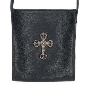 クロムハーツChrome Hearts SQ PKT FILIGREE CRS スクエアポケットフィリグリー フィリグリークロス装飾レザーショルダーバッグ 中古 SJ02