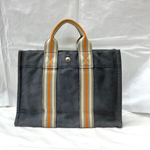 ◆1円スタート！【HERMES エルメス】フールトゥ PM キャンバス ハンドバッグ ミニトートバッグ レディース グレー系