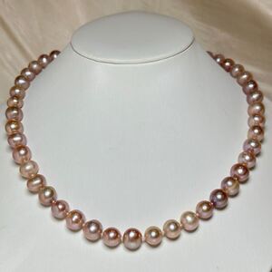 天然無調色本真珠ネックレス9-10mm 42cm パープルパール necklace jewelry Pearl