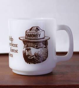 【送料無料定形外発送】美品 グラスベイク スモーキーベア Smokey bear 森林警備隊 アドマグ マグ マグカップ GLASBAKE ヴィンテージベアー